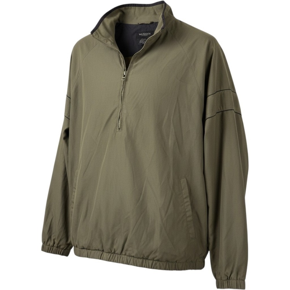 Van Heusen Mens Half-Zip Windbreaker Jacket Green Grandpacore Lightweight Sz M